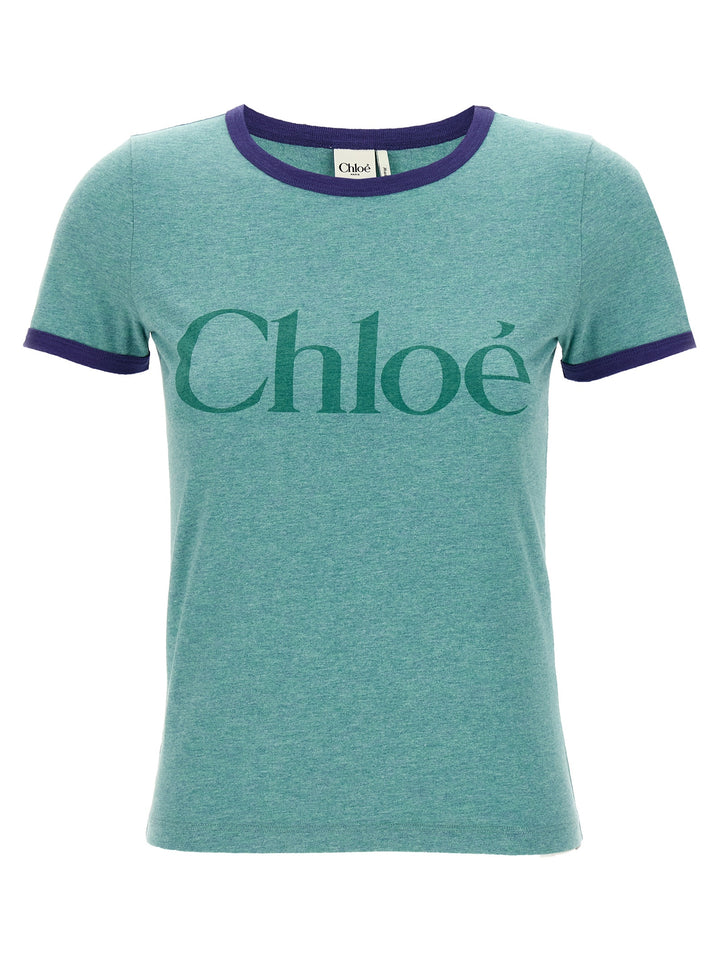 Chloé Logo Print T shirt - Verde | 72ae3433fc37360f7f16e9ba54b7f623e3f06463