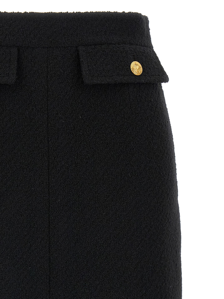 Chloé Bouclé Wool Skirt Gonne - Nero | b838e18b267786c2405642b3eaa47c2e62d56903