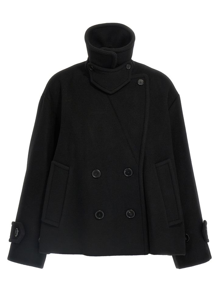 Chloé Double Breasted Wool Coat Trench e Impermeabili - Nero | 1249af4b7e013b45e3656fae35b1510caed7bf85