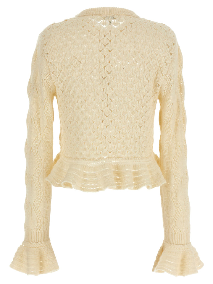 Chloé Pointelle Cardigan Maglioni - Bianco | 89d1735133d8b5790e80dd891c7a3368325fad41
