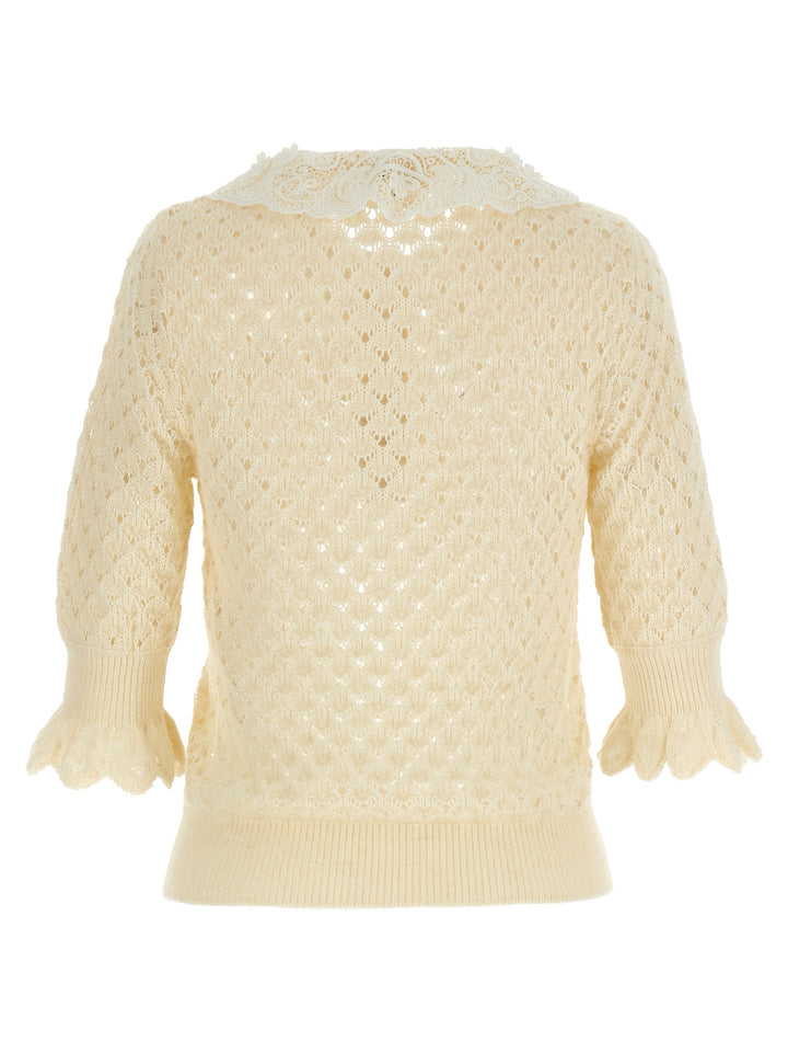 Chloé Pointelle Knit Maglioni - Bianco | 94d97c5354c9f6270bb38d5e1d02a1176886a92c