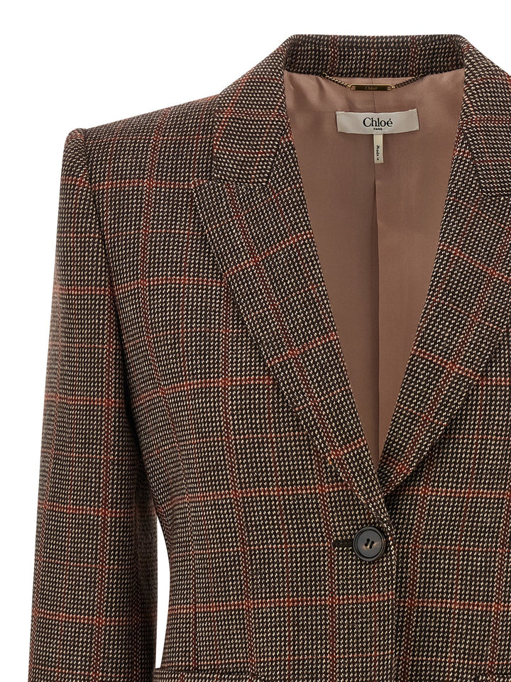 Chloé Check Wool Blazer BlazerS - Marrone | 634cf0bd0afaadb3a4ef6abea36f35abb1fc0d44