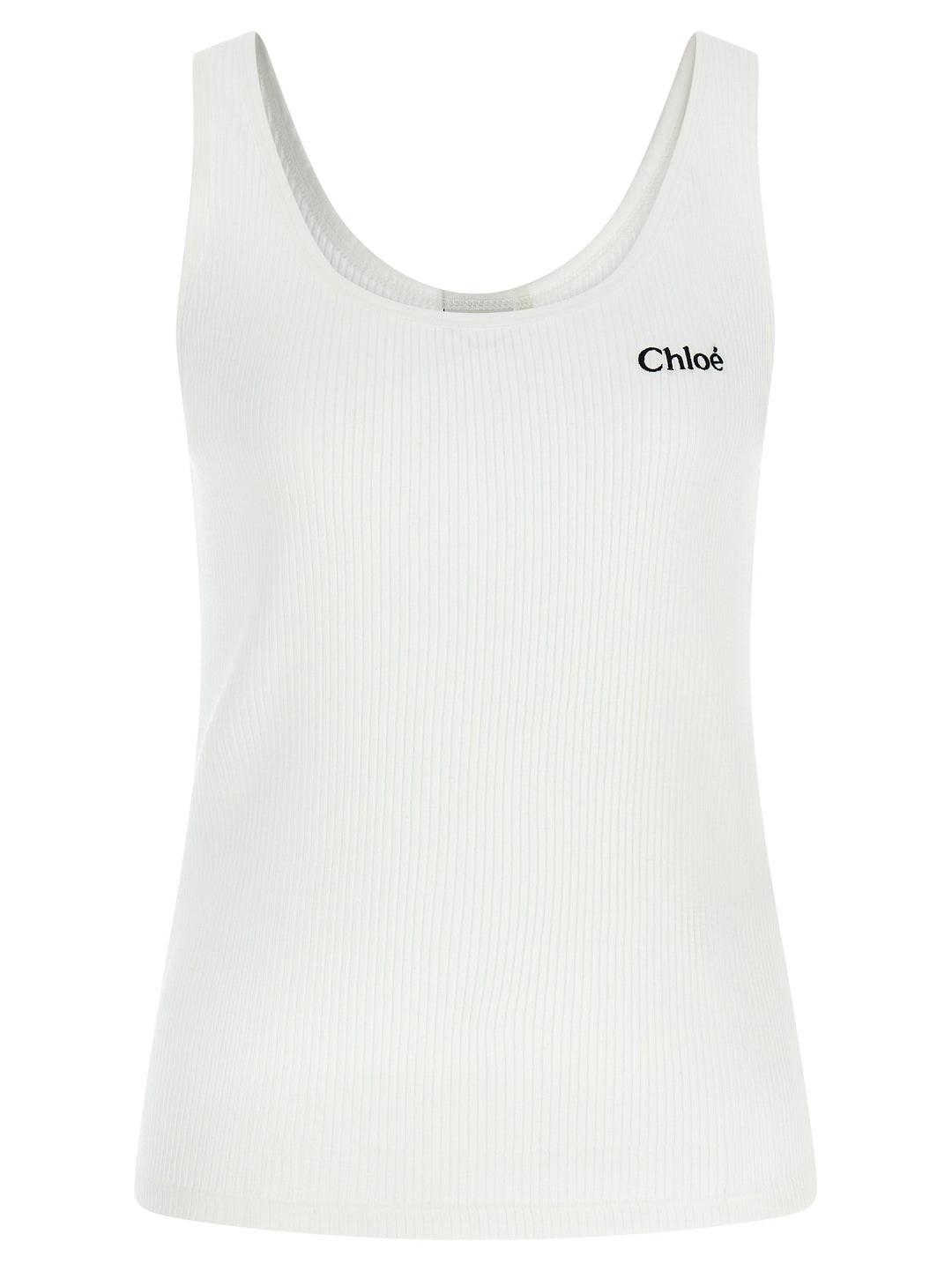 Chloé Logo Embroidery Top Top - Bianco | 0405dfcc01dd7a4e210e2851d01402afc8f7be07