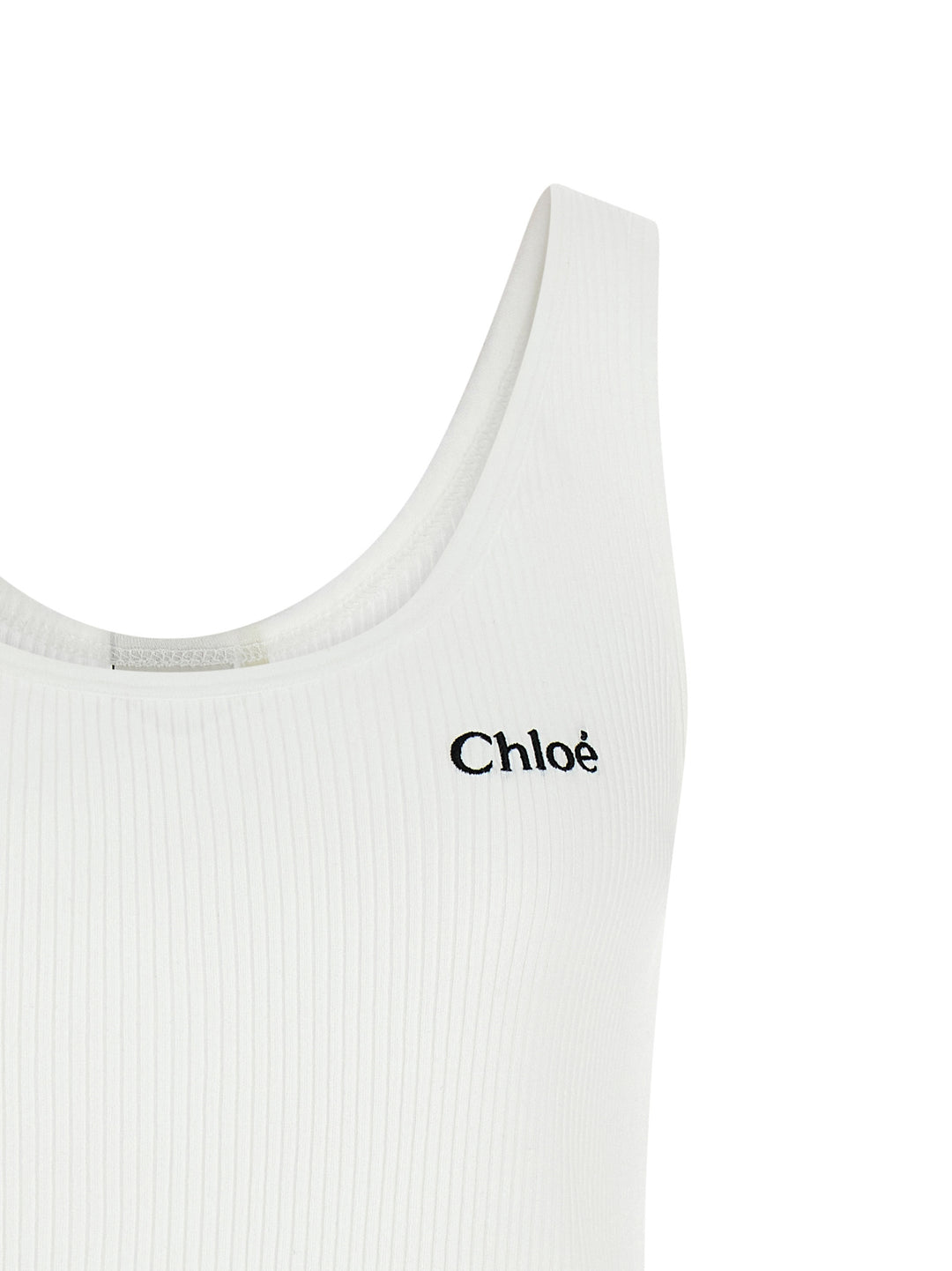 Chloé Logo Embroidery Top Top - Bianco | d38a5c4556e6d75598d152930abef8a9cbd522d4