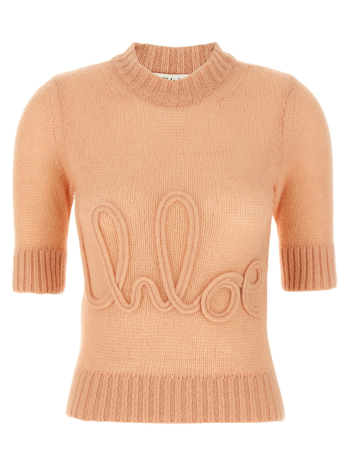 Chloé Logo Embroidery Sweater Maglioni - Rosa | 7093456217207576455fdcbffacd7fc532badd16