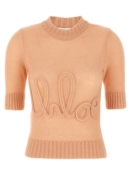 Logo Embroidery Sweater Maglioni Rosa