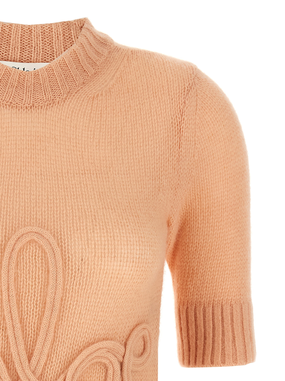 Chloé Logo Embroidery Sweater Maglioni - Rosa | 3d35af8850b305796cd19e2876855f803f56b420