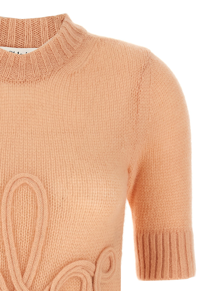 Chloé Logo Embroidery Sweater Maglioni - Rosa | 3d35af8850b305796cd19e2876855f803f56b420