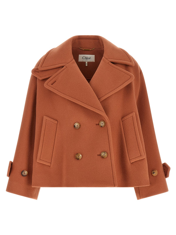 Double-Breasted Coat Puffer Jackets Rosa