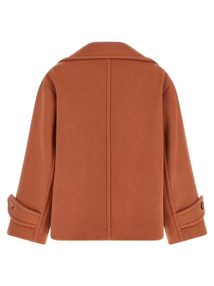 Chloé Double-Breasted Coat Puffer Jackets - Rosa | 5d03b4abeab400e292493d0d77239fc0ed40ffdb