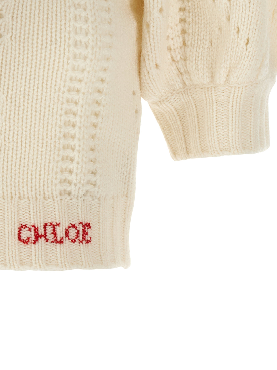 Chloé Jacquard Logo Cardigan Maglioni - Bianco | f84ee6a2d196c8521ad0cdf2eb4d9b30c78fb93a