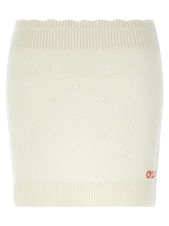 Jacquard Logo Skirt Gonne Bianco