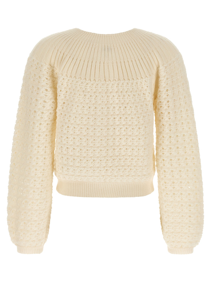 Chloé Jacquard Logo Cardigan Maglioni - Bianco | 0d19e9a0a0f2ee4150ca96ca79b4862c033a5a5a