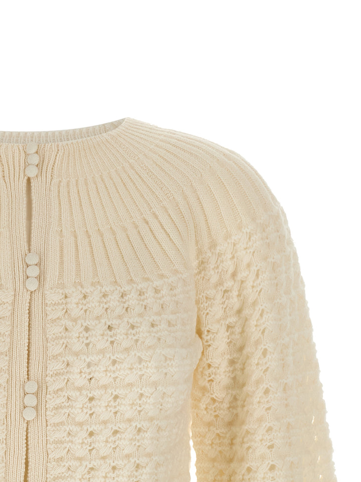 Chloé Jacquard Logo Cardigan Maglioni - Bianco | 251cc1e6dbe32b87f09327cda067f8ef2dc3325e