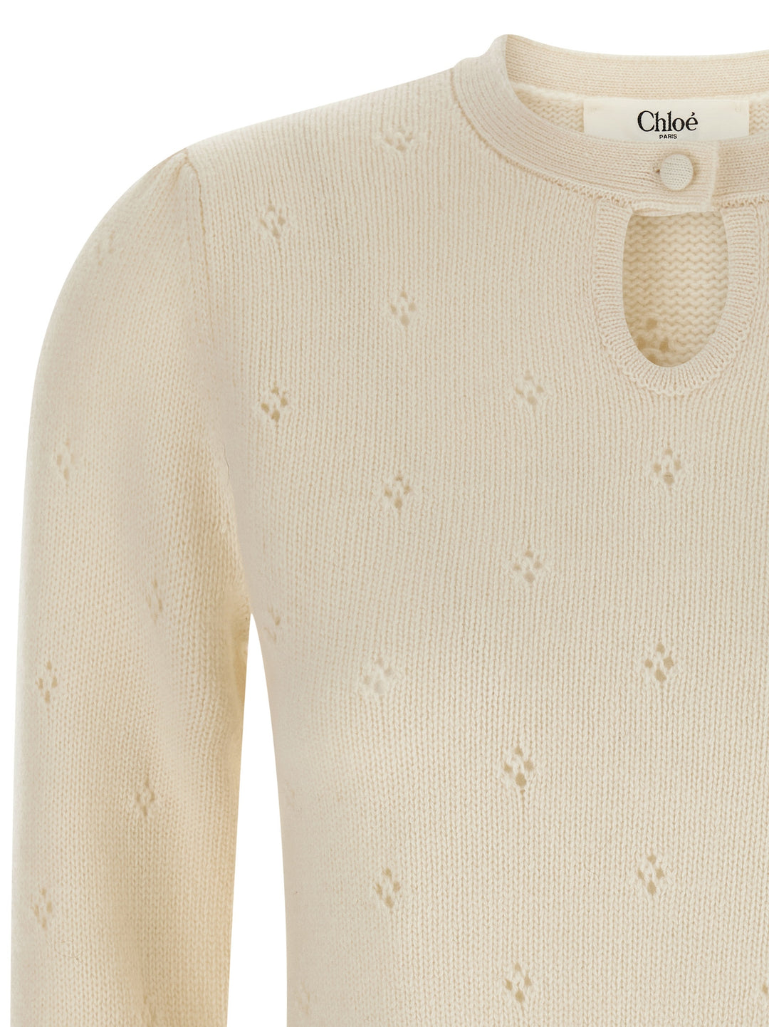 Chloé Jacquard Logo Sweater Maglioni - Bianco | bfe03b44fe1c5513c5ce40944865cfb0b65c3098