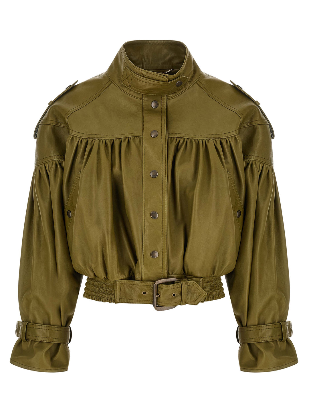 Chloé Smock Leather Jacket Puffer Jackets - Verde | 3499995bb5d2ae5b0d6247f9358760ad67f98fdb