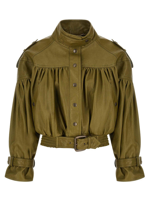 Smock Leather Jacket Puffer Jackets Verde