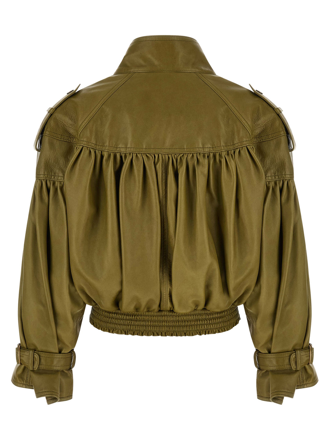 Chloé Smock Leather Jacket Puffer Jackets - Verde | debc6b9d35a933eb649661a162a0edb0abe17830