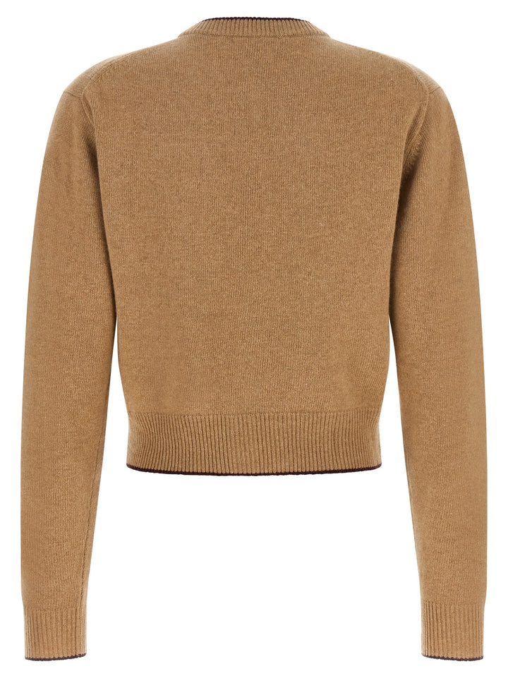 Chloé Heart Intarsia Cardigan Maglioni - Beige | 353875b609050faeed265e4312a4d665ce4aed33