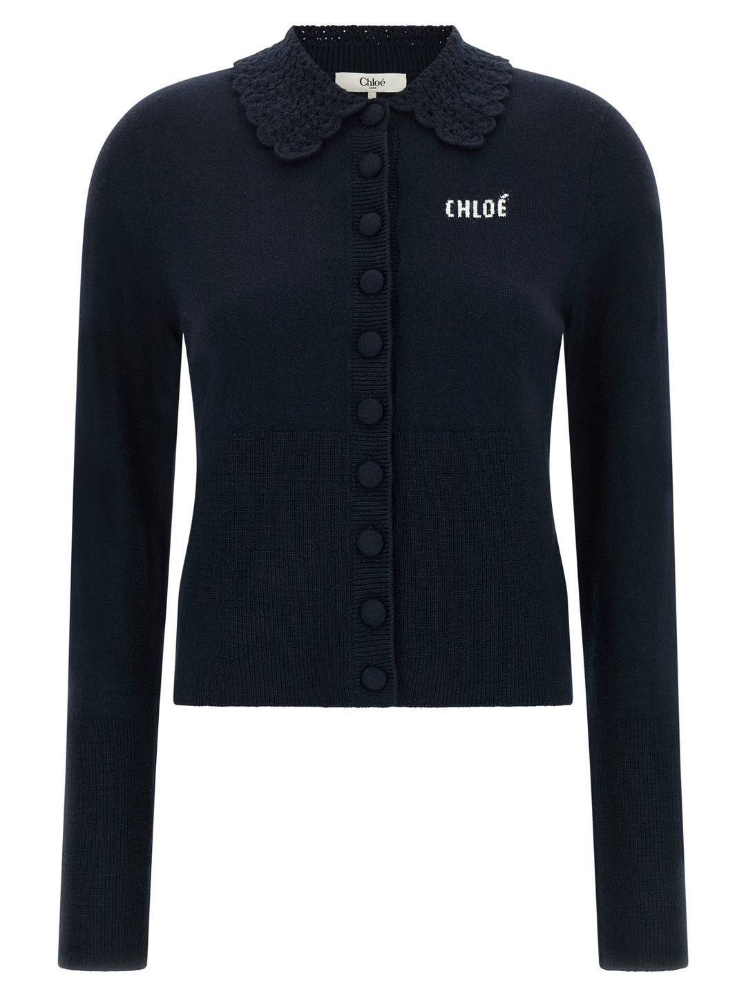 Chloé Collared Cardigan Maglioni - Blu | 46886f5d88c13b634972e840b6ec3d9c77387300