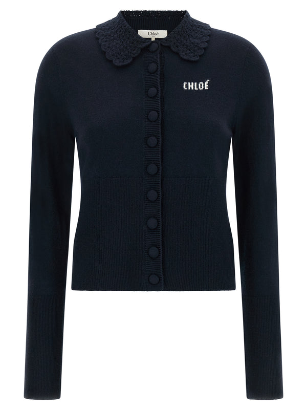 Collared Cardigan Maglioni Blu