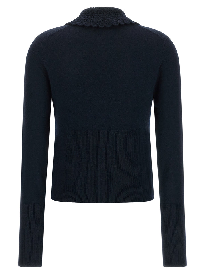 Chloé Collared Cardigan Maglioni - Blu | daef25967de098bd35dff4517af5283b647e290a