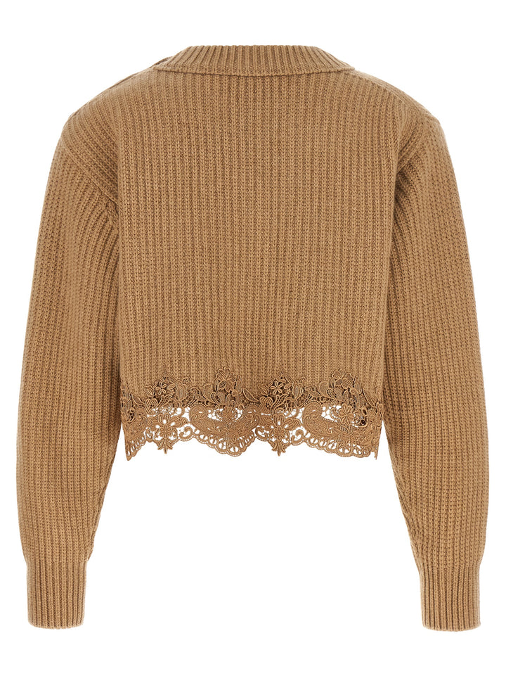 Chloé Cropped Lace Sweater Maglioni - Beige | 79dbfef5d352508e5f35bc08a1ac2ae60cd637bb