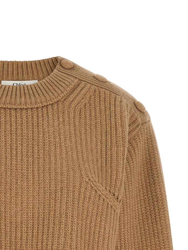Chloé Cropped Lace Sweater Maglioni - Beige | cd39973af5e38c7ca58468de59590917d6c90b28
