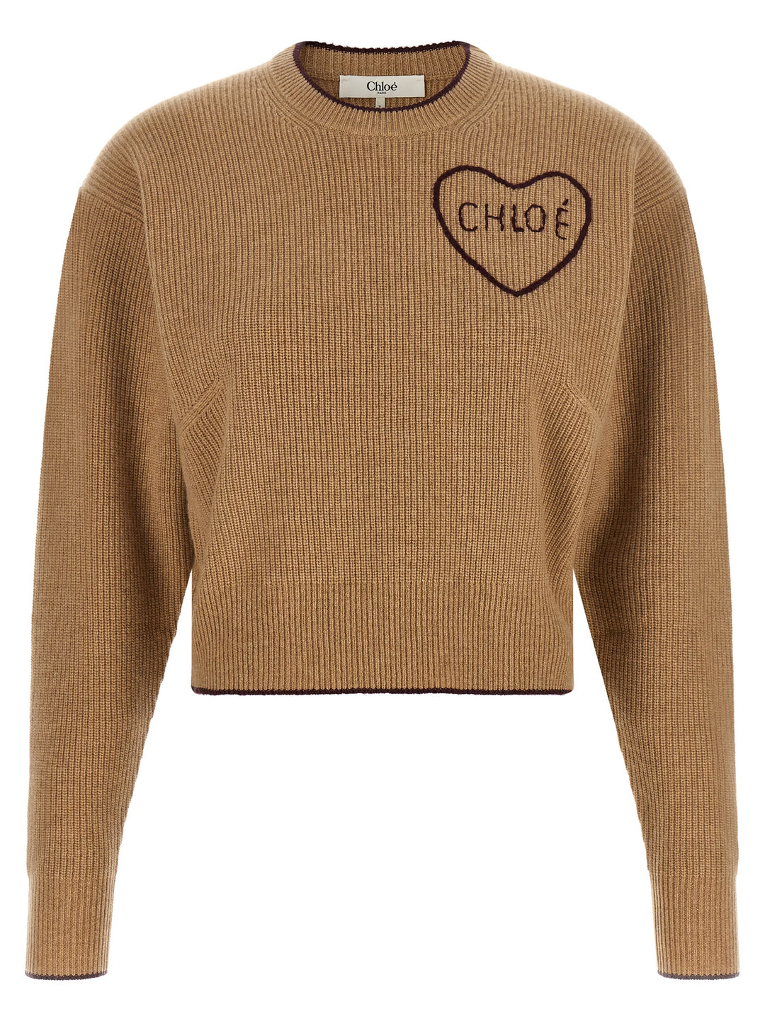 Chloé Heart Intarsia Sweater Maglioni - Beige | 4cacfd94d830512db99d2bdeb9124b4b8d49bbe1