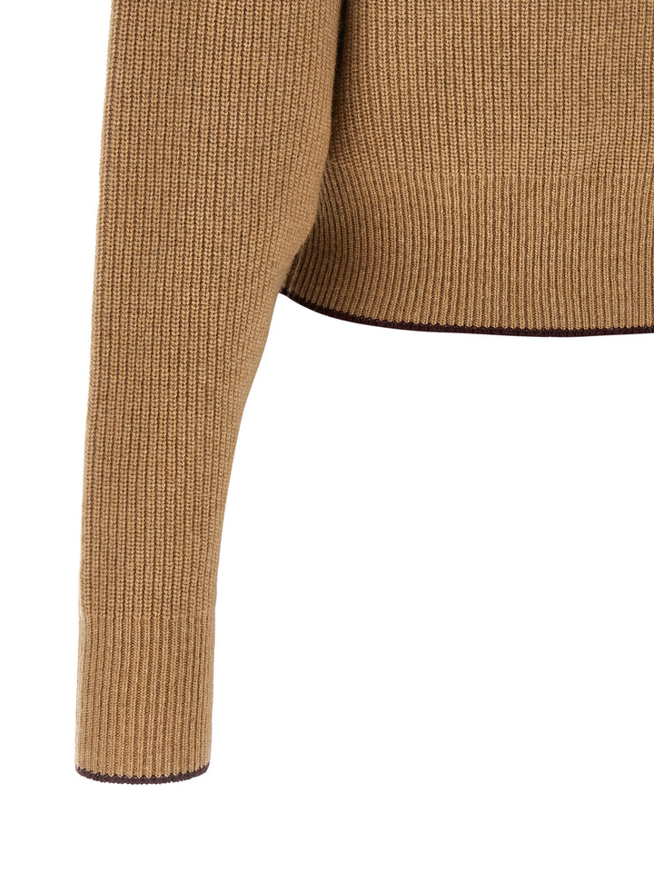 Chloé Heart Intarsia Sweater Maglioni - Beige | 886e86cabc277d1445eda683824e5cc49c0c5e51
