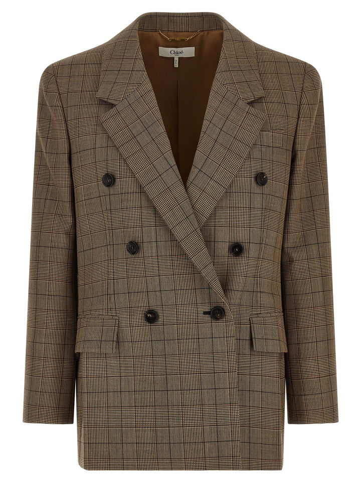 Chloé Check Double-Breasted Blazer BlazerS - Marrone | 91fd5ce684631f0a7d73b0eebeae502f47b277a0