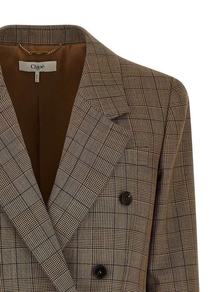 Chloé Check Double-Breasted Blazer BlazerS - Marrone | e9f2e1aa91f3fafc408914ca3f53f21e5a198825