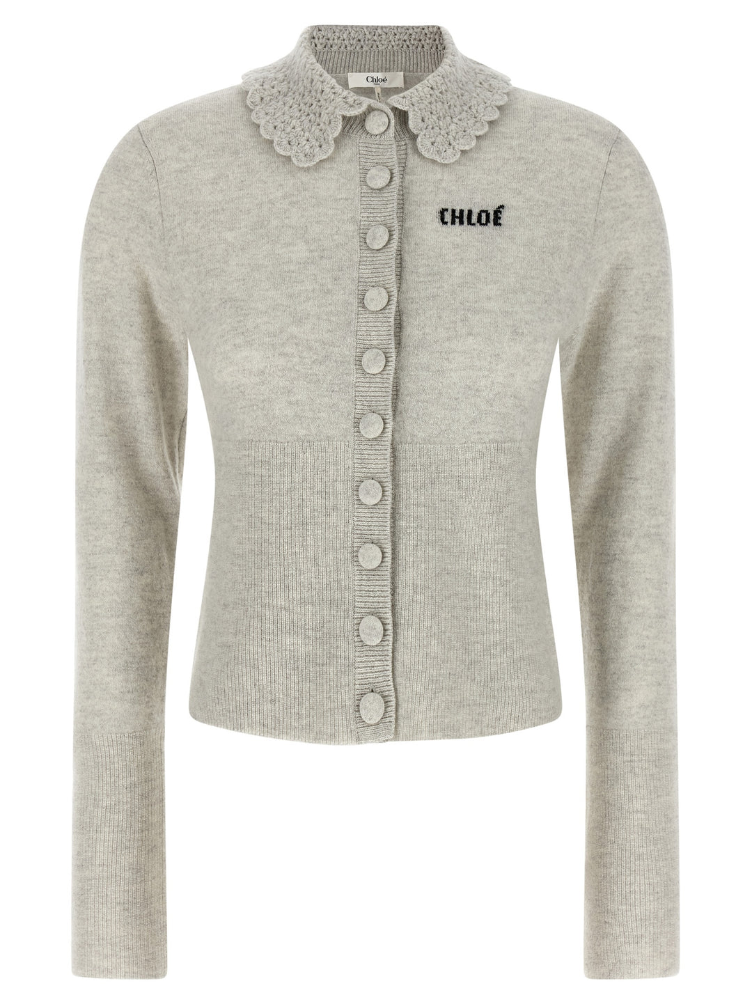 Chloé Collar Cardigan Maglioni - Grigio | f5a8720d294e49b646759d14b38118ca31cada94