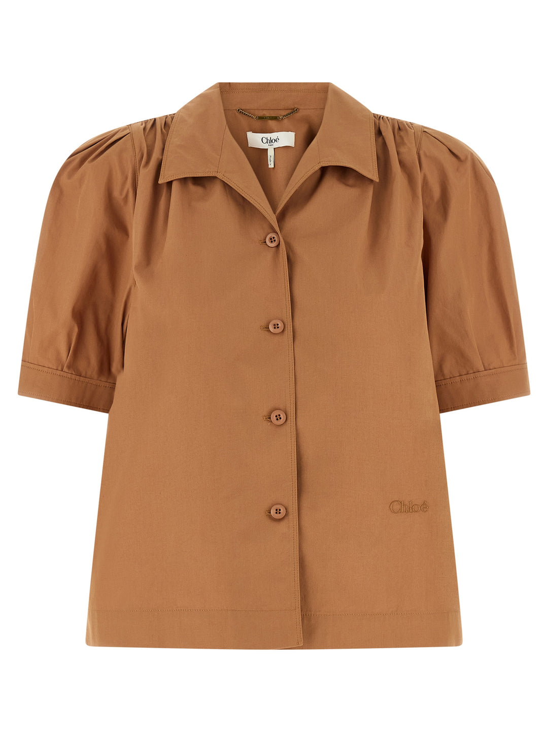 Chloé Logo Embroidery Shirt Camicie - Marrone | 20163d6e80f5c5f9fe6f3455bc3858f01680dba9