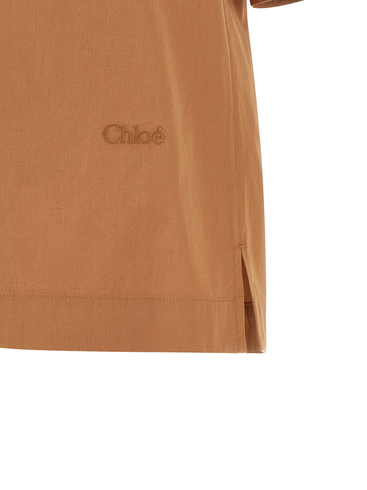Chloé Logo Embroidery Shirt Camicie - Marrone | 9ed903b9e50127a9a245ec04b095b2baf2b740ab