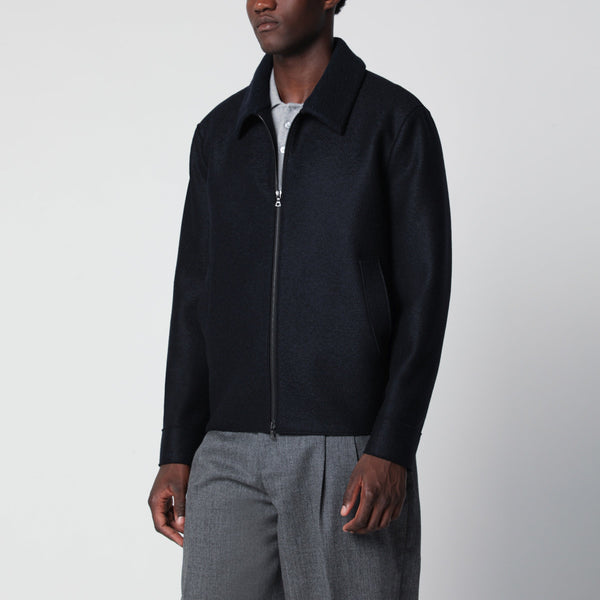 Con Zip In Lana Blu Navy