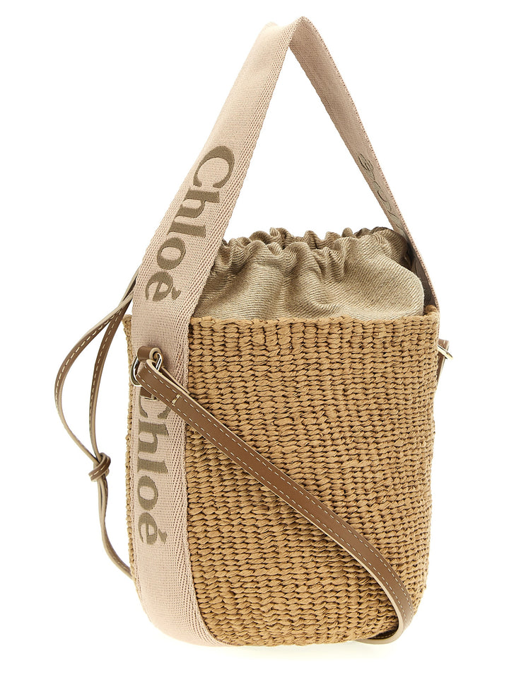 Chloé 'Woody Small Bucket Bag Borse a Tracolla - Beige | de5c76200f862da1caade3a391c7e8c74bf1d0de