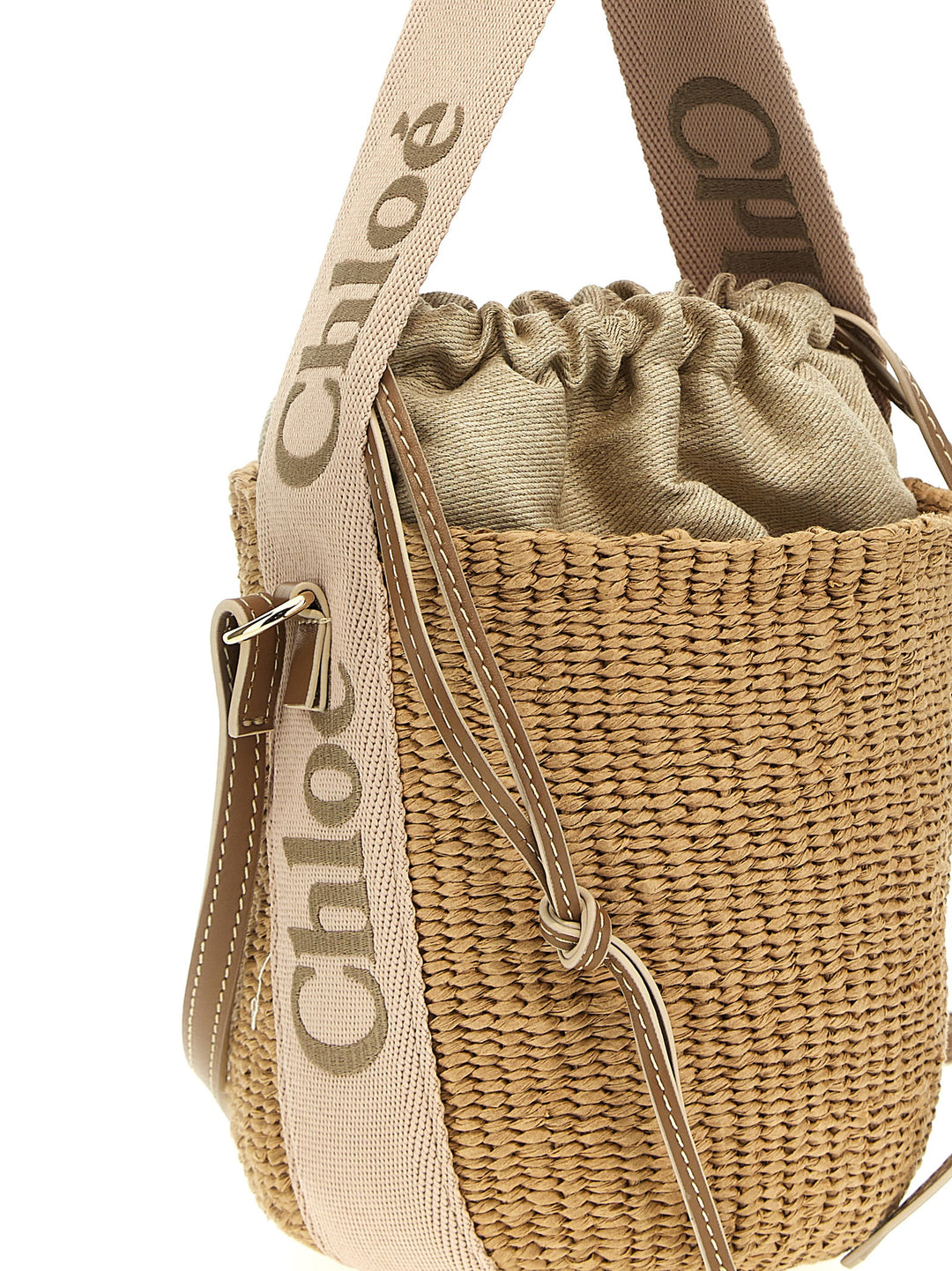 Chloé 'Woody Small Bucket Bag Borse a Tracolla - Beige | c4ee897454656ce900bad7f255e5714f18c195cf