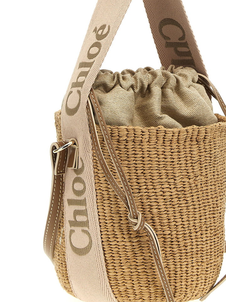 Chloé 'Woody Small Bucket Bag Borse a Tracolla - Beige | c4ee897454656ce900bad7f255e5714f18c195cf