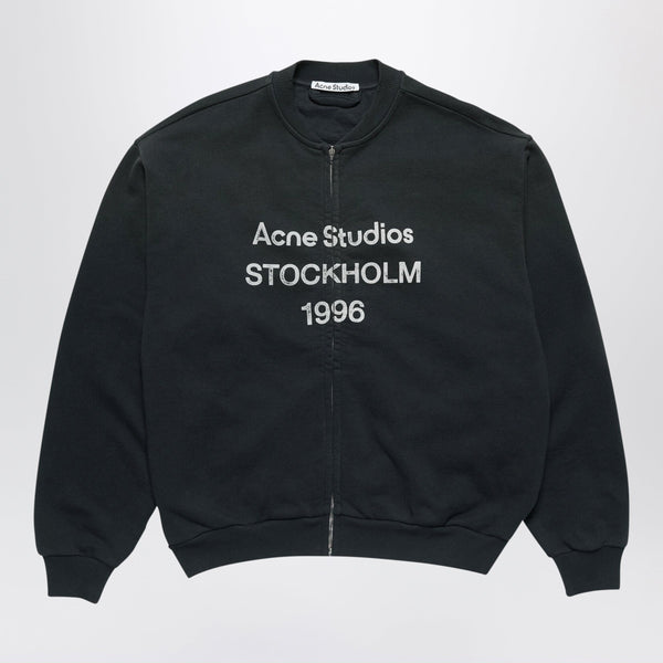 Washed Zip-Up Cardigan Black