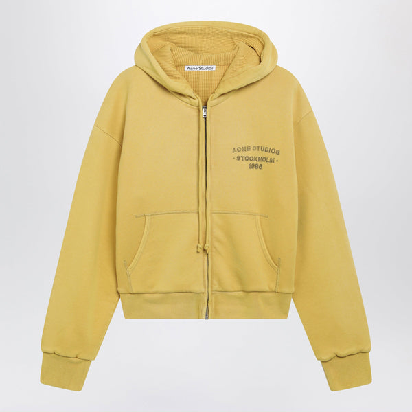 Giallo Senape In Cotone Con Zip E Logo