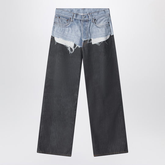 Trompe-L'oeil Jeans In Blue/Pinstrike Pattern