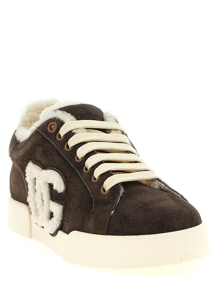 Dolce & Gabbana Shearling Low.Top Sneakers - Marrone | e18dcce1934e0ec599b42079ff27fa9ff8aee43a