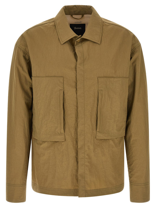 Shacket Rippled Effect Puffer Jackets Verde