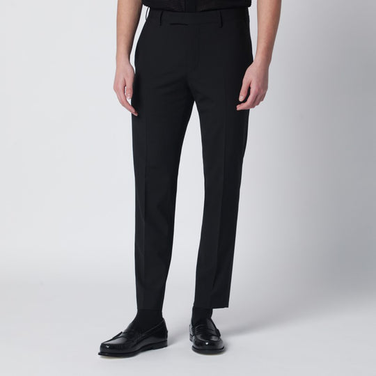 Black Wool-Blend Trousers