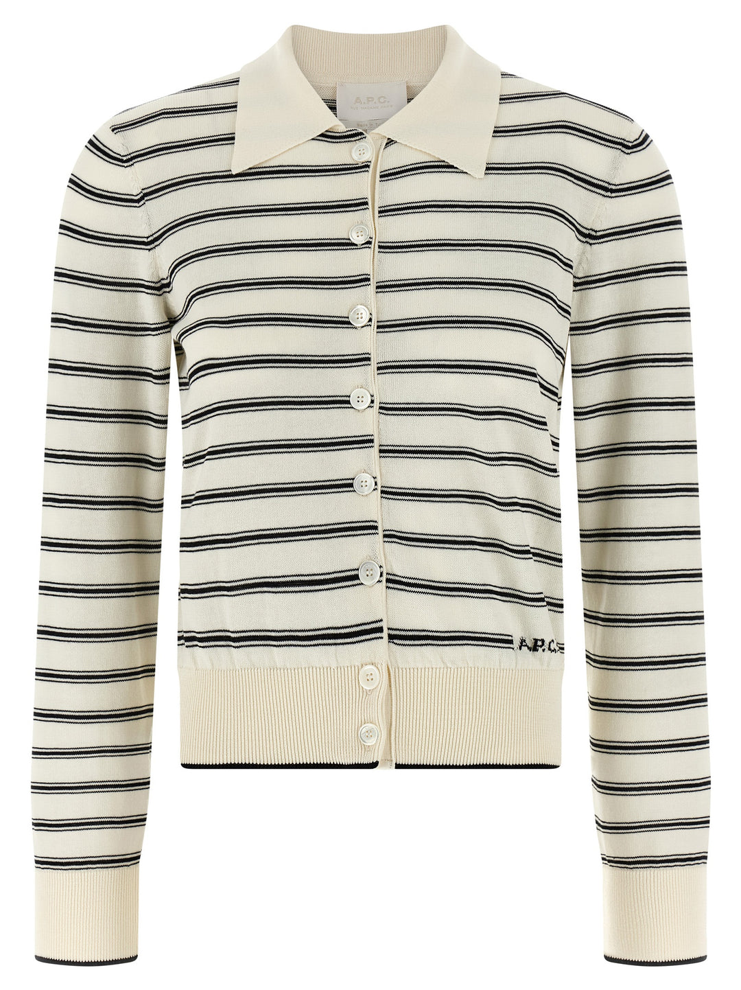A.P.C. Striped Cardigan Maglioni - Bianco/Nero | fd0859352d89fa21a9d6aba28a166f163eaea3c7