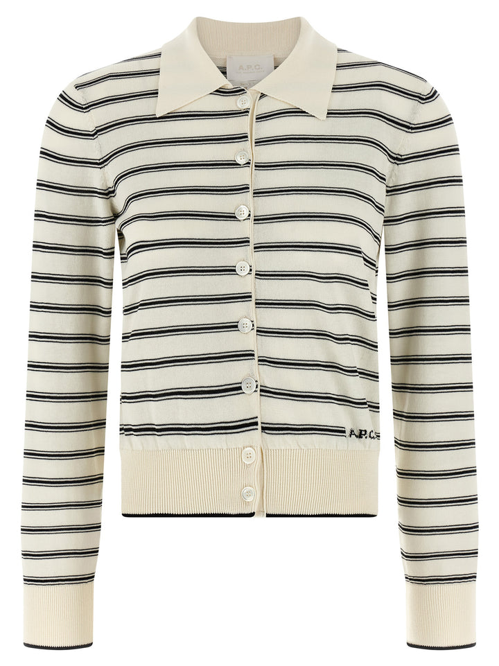 A.P.C. Striped Cardigan Maglioni - Bianco/Nero | fd0859352d89fa21a9d6aba28a166f163eaea3c7