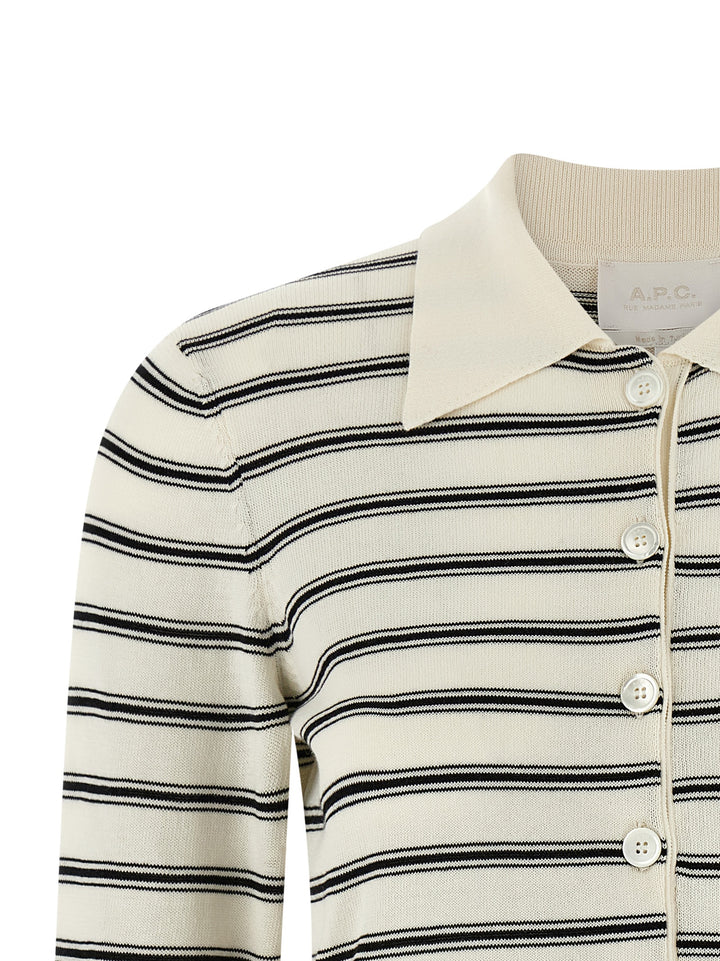 A.P.C. Striped Cardigan Maglioni - Bianco/Nero | 8ea766f561d7b476a632fb5945d3659081b5651c