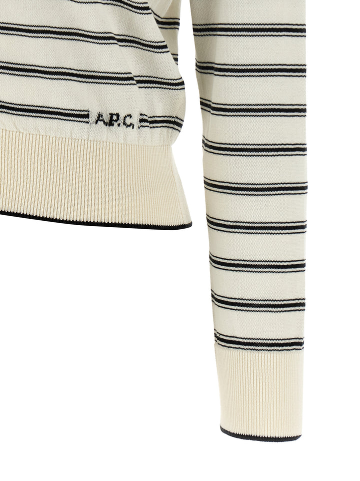 A.P.C. Striped Cardigan Maglioni - Bianco/Nero | 888dee32a29bff45014709aaef7ab69e63b746ee