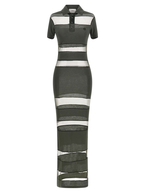 Striped Sheer Polo Abiti Verde